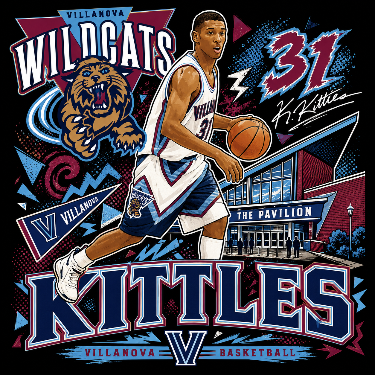 "Kittles Villanova"T-shirt
